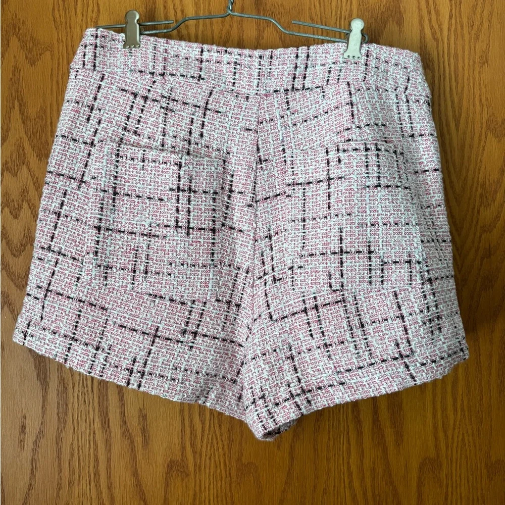 Anthropologie Pink Tweed High-Rise Shorts - Picture 2 of 5